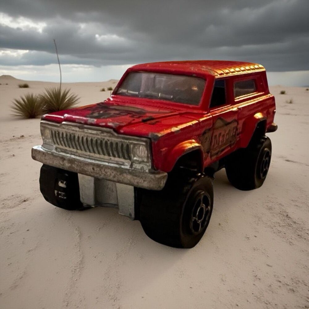 VINTAGE Majorette #236 Red Jeep Cherokee 4x4 Mad Bull